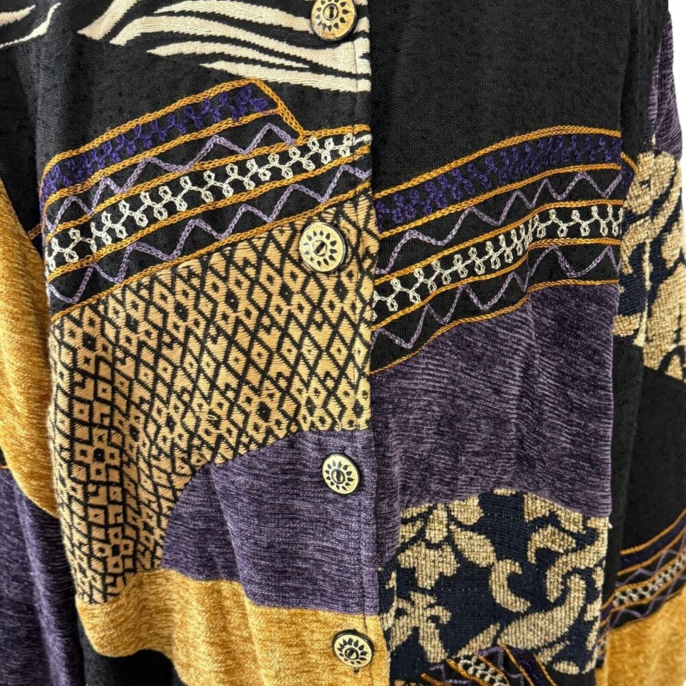 Indigo Moon Patchwork Size 1x Jacket Blazer Gold … - image 8